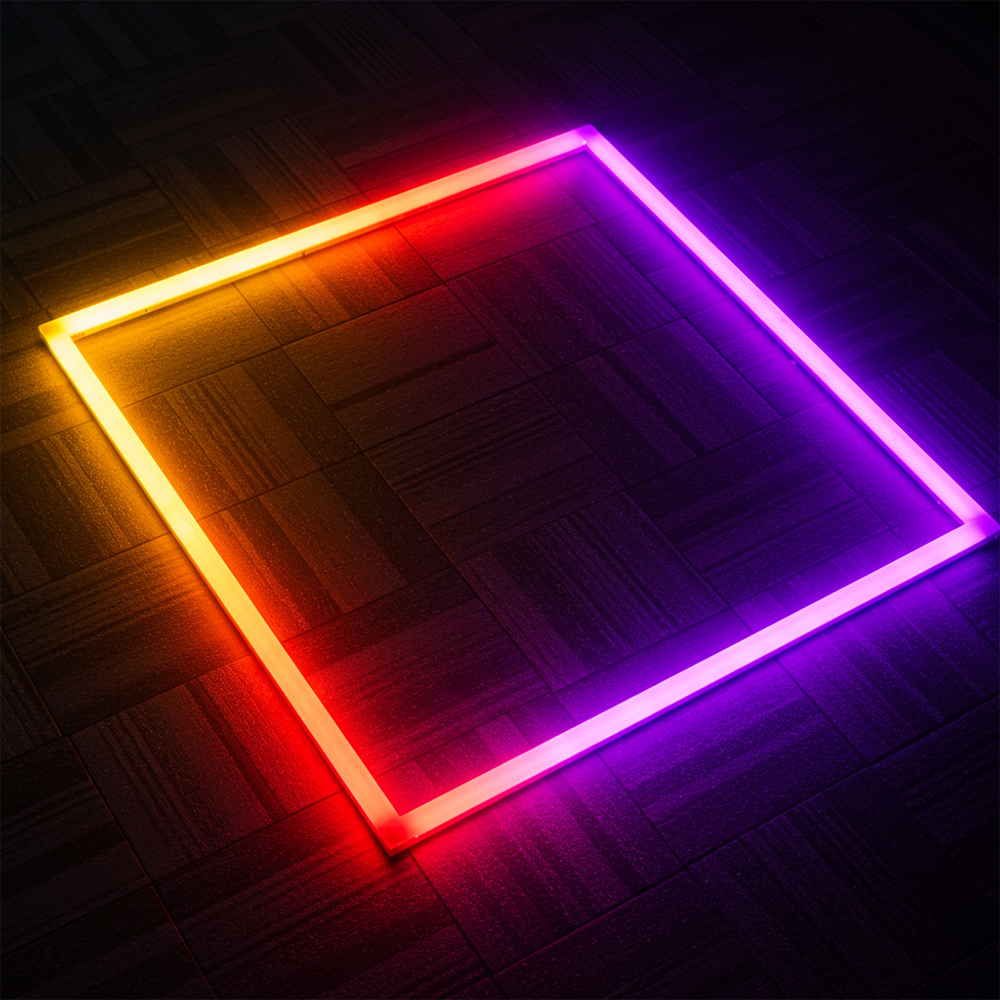 L&aacute;mpara de techo con marco cuadrado LED RGB, dise&ntilde;o de 4 barras