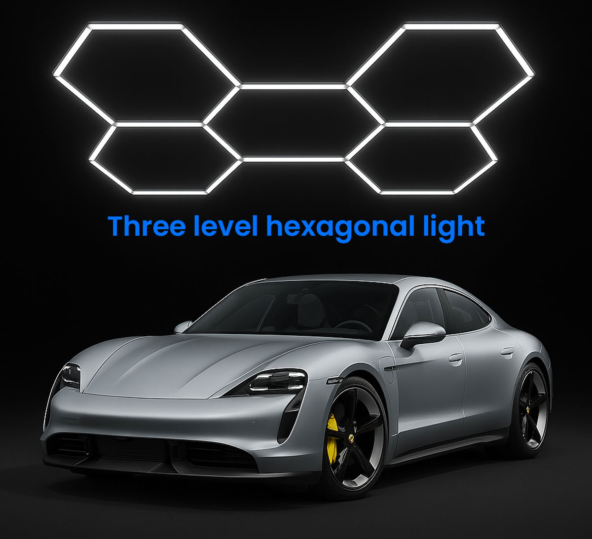 Lampe de garage hexagonale &agrave; LED, 168 W, 6 500 K, interrupteur &agrave; trois arr&ecirc;ts, luminosit&eacute; r&eacute;glable